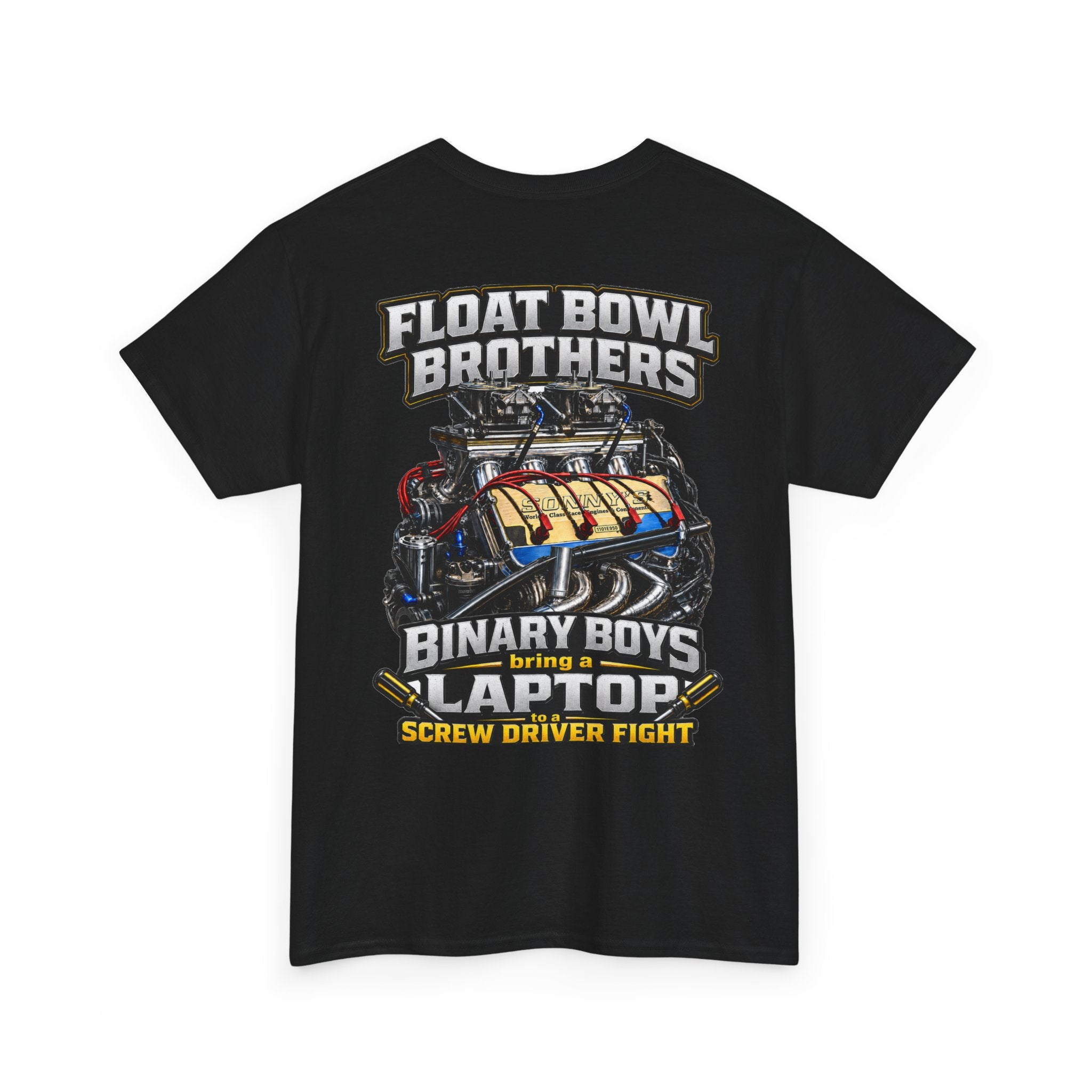 Float Bowl Brothers T‑Shirt — Binary Boys Laptop Screwdriver Tech Graphics Tee