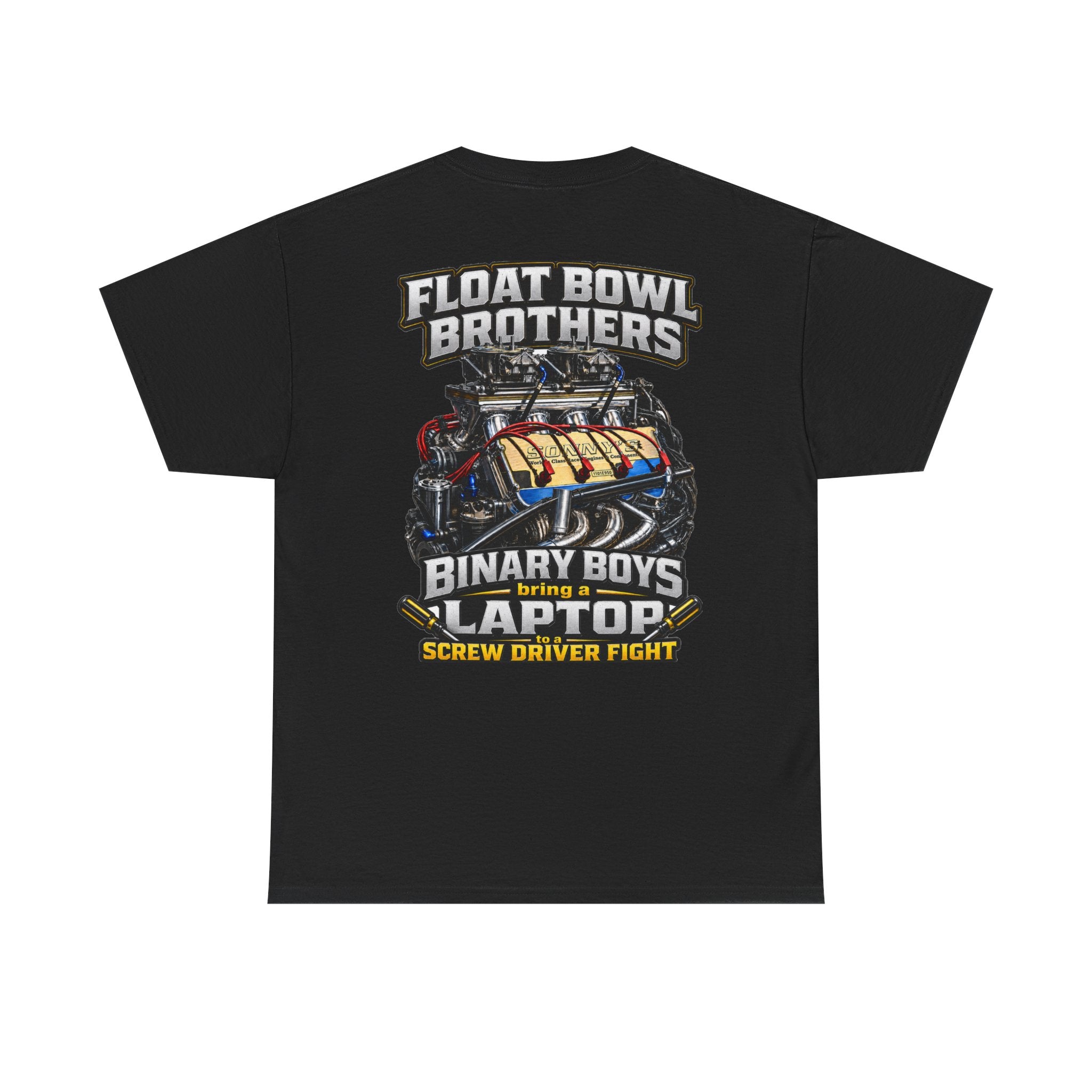 Float Bowl Brothers T‑Shirt — Binary Boys Laptop Screwdriver Tech Graphics Tee