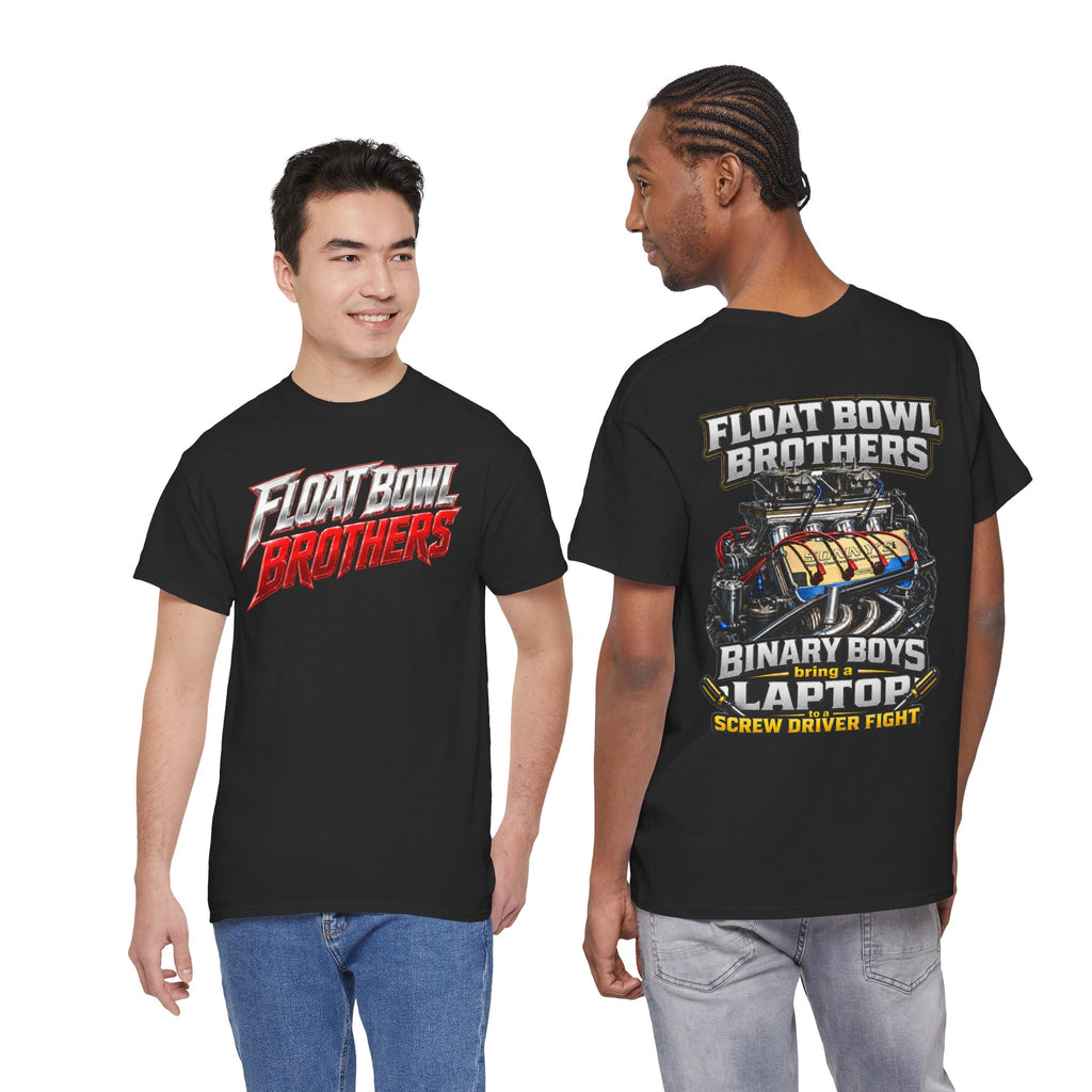 Float Bowl Brothers T‑Shirt — Binary Boys Laptop Screwdriver Tech Graphics Tee